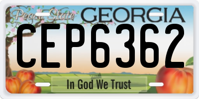 GA license plate CEP6362