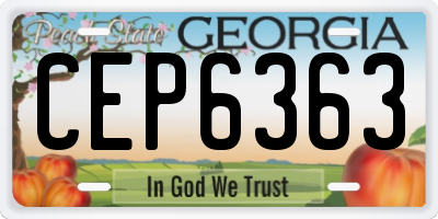 GA license plate CEP6363
