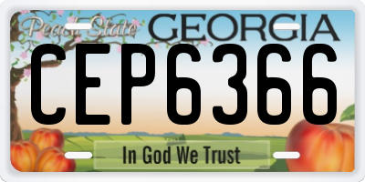 GA license plate CEP6366