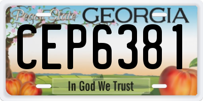 GA license plate CEP6381