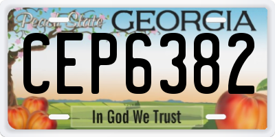 GA license plate CEP6382