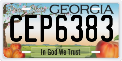 GA license plate CEP6383