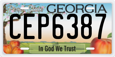 GA license plate CEP6387