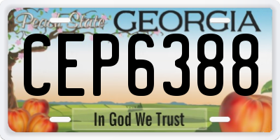 GA license plate CEP6388