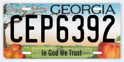 GA license plate CEP6392