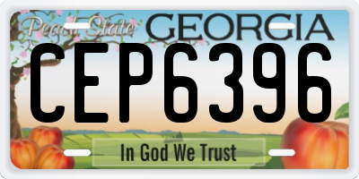 GA license plate CEP6396