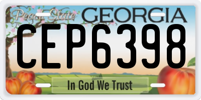 GA license plate CEP6398