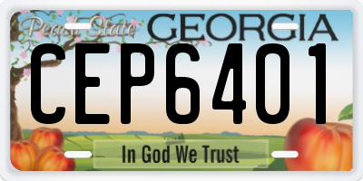 GA license plate CEP6401