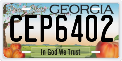 GA license plate CEP6402