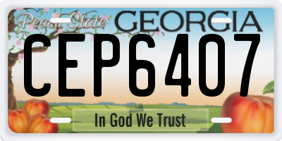 GA license plate CEP6407