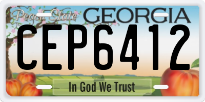 GA license plate CEP6412