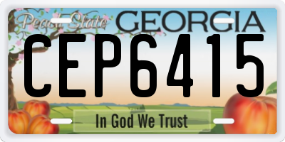 GA license plate CEP6415