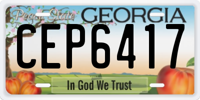 GA license plate CEP6417