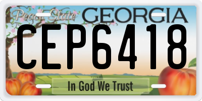 GA license plate CEP6418