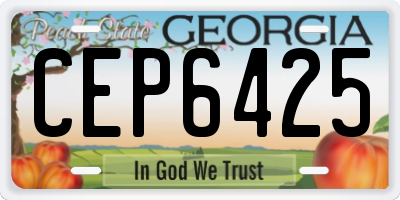 GA license plate CEP6425