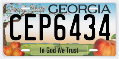 GA license plate CEP6434