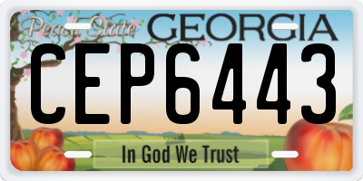 GA license plate CEP6443