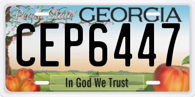 GA license plate CEP6447