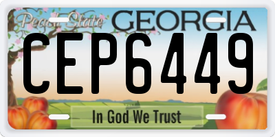 GA license plate CEP6449