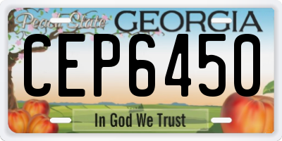 GA license plate CEP6450