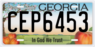 GA license plate CEP6453