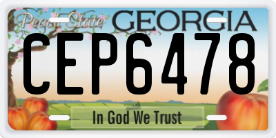 GA license plate CEP6478