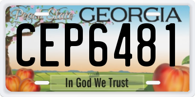 GA license plate CEP6481