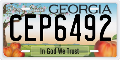 GA license plate CEP6492