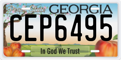 GA license plate CEP6495