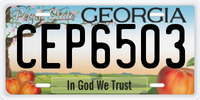 GA license plate CEP6503