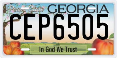 GA license plate CEP6505