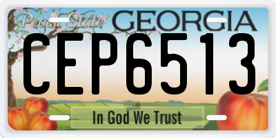 GA license plate CEP6513