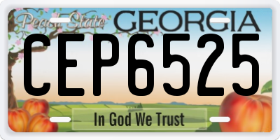 GA license plate CEP6525