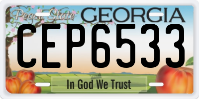 GA license plate CEP6533