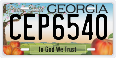 GA license plate CEP6540