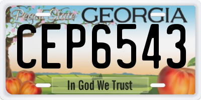 GA license plate CEP6543