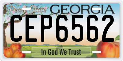 GA license plate CEP6562