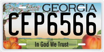 GA license plate CEP6566