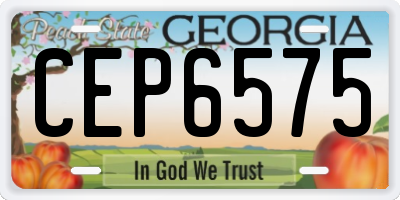 GA license plate CEP6575