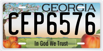 GA license plate CEP6576