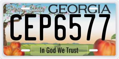 GA license plate CEP6577