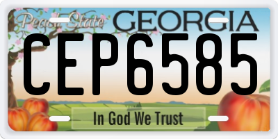 GA license plate CEP6585