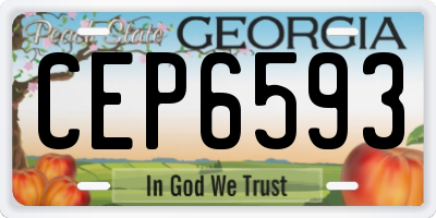 GA license plate CEP6593