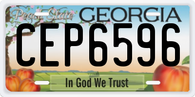 GA license plate CEP6596