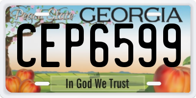 GA license plate CEP6599