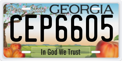 GA license plate CEP6605
