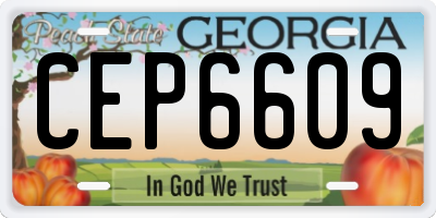 GA license plate CEP6609
