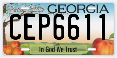 GA license plate CEP6611