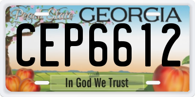 GA license plate CEP6612