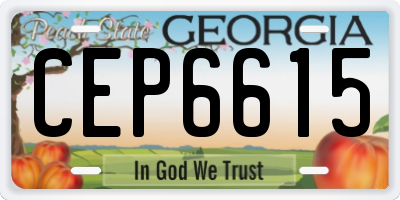 GA license plate CEP6615